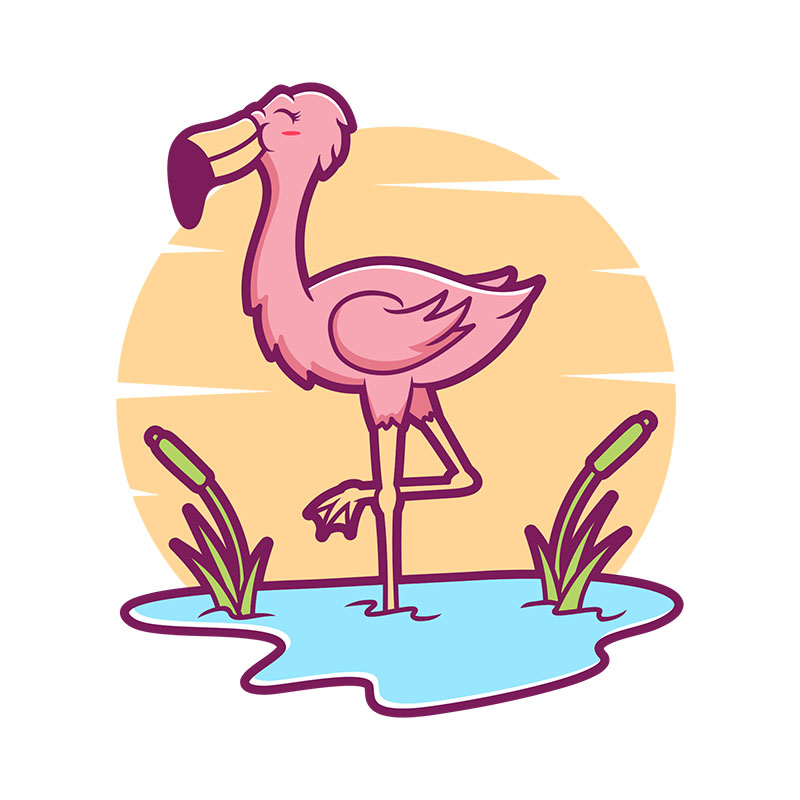 Αυτοκόλλητο τοίχου Flamingo cartoon